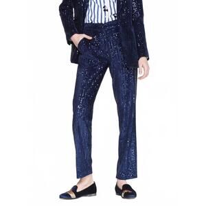 NEW VILAGALLO tiffany sequin straight pants in navy